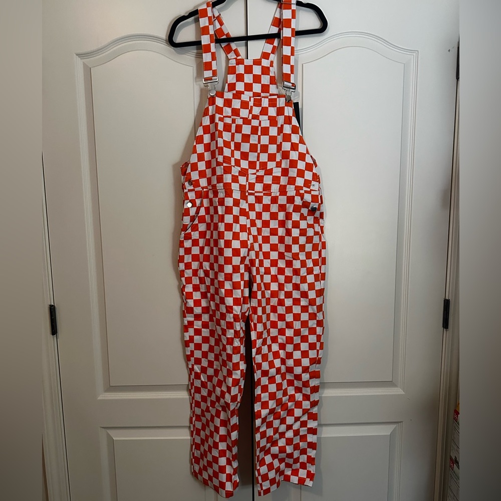 Orange and White Checkered Overalls